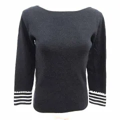 プロポーション ボディドレッシング PROPORTION BODY DRESSING ニット カットソー パール ボーダー 長袖 2 S 黒 ブラック /YKのサムネイル