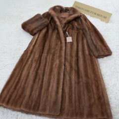 総丈118 マキシ丈 パステルミンク ロングコート 毛皮 リアルファー