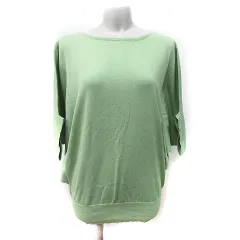 ナチュラルビューティーベーシック NATURAL BEAUTY BASIC ニット カットソー 七分袖 M 黄緑 /YIのサムネイル