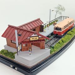 江ノ電 江の島腰越 満福寺と踏み切り 鉄道ジオラマ Nゲージ 展示台