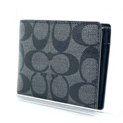 美品】COACH（コーチ）二つ折り財布 シグネチャー グレー - メルカリ