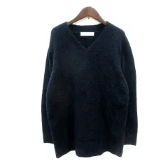 B&Y ユナイテッドアローズ BEAUTY&YOUTH ビューティー&ユース ニット セーター Vネック 長袖 チュニック丈 モヘヤ混 紺 ネイビー /MNのサムネイル