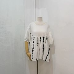 575新品ドット切替 綿100 アシンメトリーカットソー（WH) - メルカリ