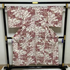 夏着物 (絽 小紋 花柄 正絹)セット 夏帯 帯締め 帯揚げ 夏長襦袢付き