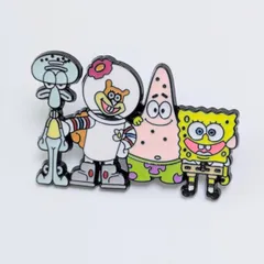 送料無料！ ★ピンズ PINS★ピンバッジ 【 SpongeBob SquarePants（ スポンジボブ ）】4人集合/スポンジボブ/パトリック/イカルド/サンディチークス〚アメリカン雑貨 アメトイ〛のサムネイル