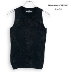 ERMANNO SCERVINO エルマンノ シェルヴィーノ 刺繍 レース コットン ニット ノースリーブ Size38のサムネイル