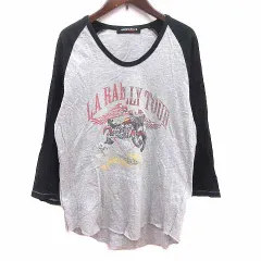アメリカンラグシー AMERICAN RAG CIE Tシャツ カットソー Uネック プリント 長袖 グレー 黒 ブラック /YKのサムネイル