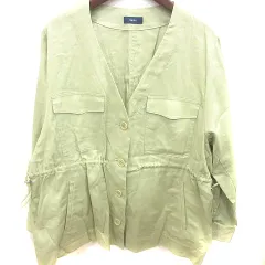 シップス SHIPS ジャケット ノーカラー ウエストマーク 麻混 リネン混 ライトグリーン /RTのサムネイル