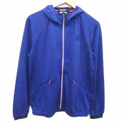 ルコックスポルティフ le coq sportif パーカー ジップアップ フード ボーダー 長袖 L 青 ブルー /YKのサムネイル