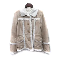 フェルゥ Feroux ステンカラージャケット フェイクムートン 裏ファー 2 M ベージュ 白 ホワイト /YIのサムネイル