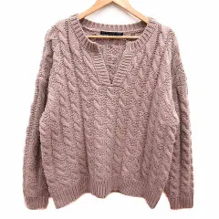 ページボーイ PAGE BOY ニット セーター スリットネック ケーブル 長袖 F ベージュ /YK ●RYのサムネイル
