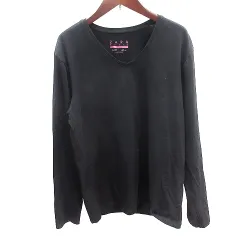 ザラ ベーシック ZARA BASIC カットソー Tシャツ ロンT Vネック 長袖 M 黒 ブラック /AUのサムネイル