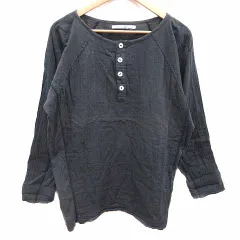 パドカレ pas de calais ブラウス シャツ ヘンリーネック ドルマンスリーブ 長袖 38 M チャコールグレー /YKのサムネイル