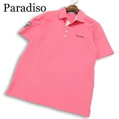Paradiso パラディーゾ ゴルフ 春夏★ 半袖 鹿の子 ロゴ刺繍 ポロシャツ 日本製 Sz.M メンズ ピンクのサムネイル