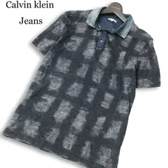 Calvin klein Jeans カルバンクライン ジーンズ 春夏★ 半袖 USED加工 デニム切替 ポロシャツ Sz.S メンズのサムネイル