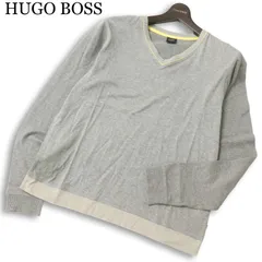 HUGO BOSS ヒューゴボス 通年★ Vネック コットン セーター ニット カットソー Sz.M メンズ グレーのサムネイル