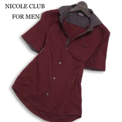 NICOLE CLUB FOR MEN ニコルクラブ フォーメン 春夏★ 半袖 切替 ストライプ スリム ワーク シャツ Sz.48 メンズ