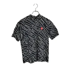 PEARLY GATES パーリーゲイツ ゴルフ 総柄 半袖 モックネック Tシャツ 053-1167401 5 ブラック/ホワイト メンズ