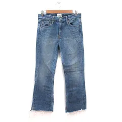 アングリッド UNGRID パンツ デニム ジーンズ ブーツカット スリット ウォッシュ加工 フリンジ 26 青 インディゴブルー /MSのサムネイル