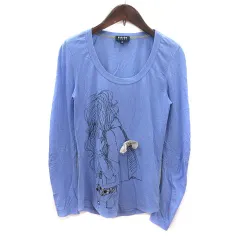 エスカーダ ESCADA スポーツ SPORT 62Tシャツ カットソー Uネック プリント リボン 長袖 XS 青 ブルー 黒 ブラック /MSのサムネイル