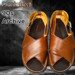 90s Plantation VINTAGE Archive Sandals イッセイミヤケ期 希少 90年代 ヴィンテージ カウレザー グルカ クロス ストラップ サンダル ビブラムソール 茶 ブラウン 本革 シューズ レディース 24cm相当のサムネイル