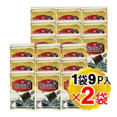 ソチョン 韓国海苔 伝統韓国のり 味付け海苔 韓国産 個包装 8切8枚×9P（板のり9枚分）×2袋セット ゴマ油風味 香り高い ミネラル豊富 ご飯のお供 おにぎり お弁当 韓国食品のサムネイル