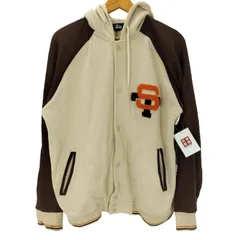 ステューシー Stussy 90S OLD 紺タグ Sロゴ ワッペン カレッジ スウェット フーディー バーシティ ジャケット スタジャン メンズ import：L のサムネイル