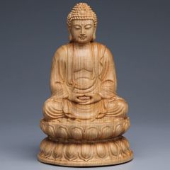 フォロー割・新品】 阿弥陀如来 木彫 総高さ約9.5㎝ 座像 阿弥陀 匿名 