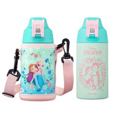 아이리스 오야마 물통 600ml 어린이용 9℃이하 6시간 유지 진공 단열 스포츠 드링크 대응 원터치로 간단 오픈 씻을 수 있는 끈 첨부 파우치 DBR-600 아나와 눈의 여왕 pms a49cc323