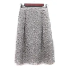 バーニーズニューヨーク BARNEYS NEW YORK フレアスカート ミモレ ロング 総柄 36 S グレージュ /YIのサムネイル