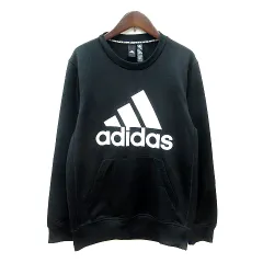 アディダス adidas トレーナー ロゴプリント 長袖 裏起毛 S 黒 ブラック /MN