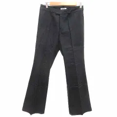 ダーマコレクション dama collection スラックスパンツ フレア 麻混 リネン混 70-93 L 黒 ブラック /YK