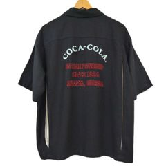 Coca Cola 開襟シャツ ワッペン 刺繍 ロゴ M 黒 バックデザイン - メルカリ