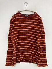 RALPH LAUREN POLO JEANS Tシャツ/カットソー S ブラウン ボーダー柄 ワンポイント ミドル丈 長袖 クルーネック(丸首) メンズ レディース