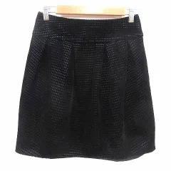 ランバンオンブルー LANVIN en Bleu 台形スカート ミニ メッシュ 38 M 黒 ブラック /YKのサムネイル