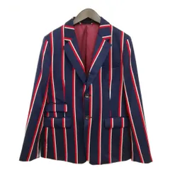 フレッドペリー FRED PERRY MOON社生地 ストライプ シングル 段返り 3B ジャケット テーラード ブレザー 美品 L ネイビー系のサムネイル