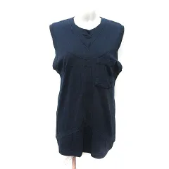 ツモリチサト TSUMORI CHISATO チュニック カットソー ノースリーブ 2 M 紺 ネイビー /YIのサムネイル