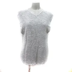 クロコダイル CROCODILE ニット カットソー フレンチスリーブ 麻 リネン L グレー /YIのサムネイル