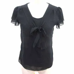 リフレクト Reflect カットソー ボウタイ シフォン 半袖 9 M 黒 ブラック /YKのサムネイル