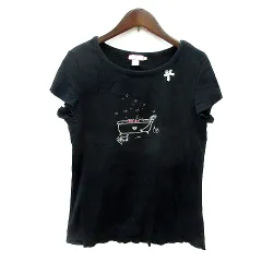 マックス&コー MAX&CO. カットソー Tシャツ クルーネック プリント 半袖 L 黒 ブラック /MNのサムネイル