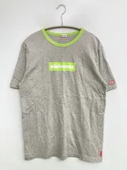 MIKIHOUSE Tシャツ/カットソー M グレー 前面プリント ワンポイント ブランドロゴ ミドル丈 半袖 クルーネック(丸首) メンズ レディース