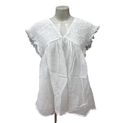ダブルクローゼット w closet ブラウス フレンチスリーブ シアー F 白 ホワイト /MNのサムネイル