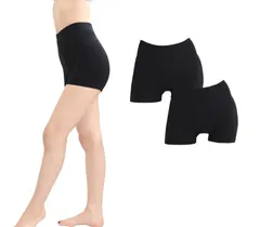 Smile LaLa ブラック 1分丈 2組 セット L-XL レディース 日本製 綿混 コットン 女性 レギンス パンツ スパッツ ストレッチ 伸縮性 通気性 まとめ買い 組 2本 2点セット 2点レギンス 昼 用 無地 [ブラック1分丈2個] [L-XL]