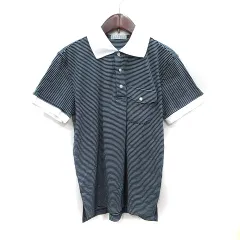 バーニーズニューヨーク BARNEYS NEW YORK ポロシャツ ボーダー 半袖 S 黒 ブラック /YIのサムネイル