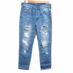 ナノユニバース nano universe デニムパンツ ジーンズ ダメージ加工 38 M 青 ブルー /YKのサムネイル