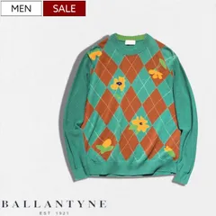 【定価97,900円(税込)】BALLANTYNE バランタイン インターシャが紡ぎ出す気品と遊び心のバランスが秀逸!大人のワードローブに最適なインターシャコットンニット ニット クルーネック セーター 花 フラワー プルオーバー 長袖 グリーン V2P11のサムネイル