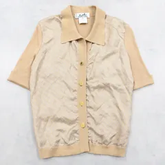 HERMES エルメス カーディガン スキッパー セリエボタン シルク ニット 切替 コットン ベージュ フランス製 レディース 38 b01637のサムネイル
