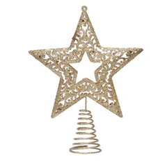 【人気商品】スター ゴールド デコレーション クリスマス飾り 星 クリスマスツリー (B) 15cm トップスター クリスマス ツリートップスターのサムネイル