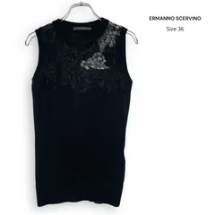 ERMANNO SCERVINO エルマンノ シェルヴィーノ 刺繍 レース ノースリーブ ニット Size36のサムネイル