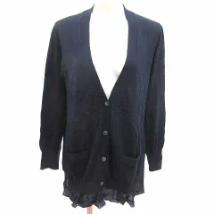 セオリーリュクス theory luxe ロングカーディガン ニット Vネック 長袖 カシミヤ混 絹 シルク 38 M 紺 ネイビー /YKのサムネイル